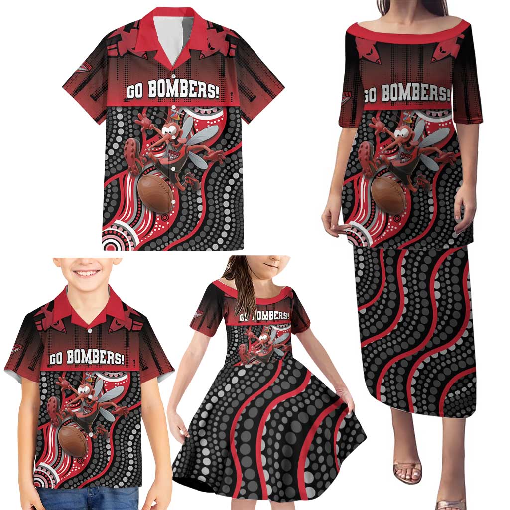 Custom Essendon Go Bombers Family Matching Puletasi and Hawaiian Shirt Don The Sash