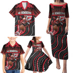 Custom Essendon Go Bombers Family Matching Puletasi and Hawaiian Shirt Don The Sash