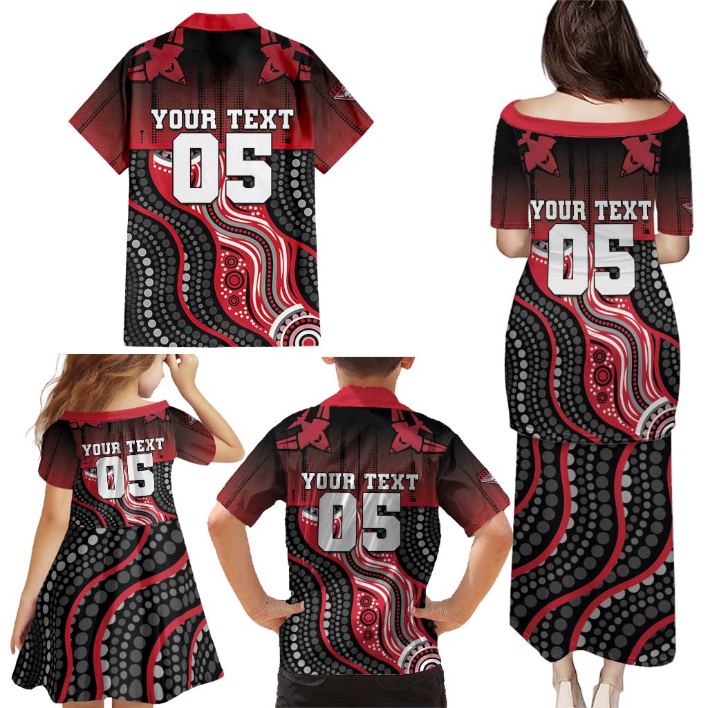 Custom Essendon Go Bombers Family Matching Puletasi and Hawaiian Shirt Don The Sash