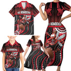 Custom Essendon Go Bombers Family Matching Short Sleeve Bodycon Dress and Hawaiian Shirt Don The Sash