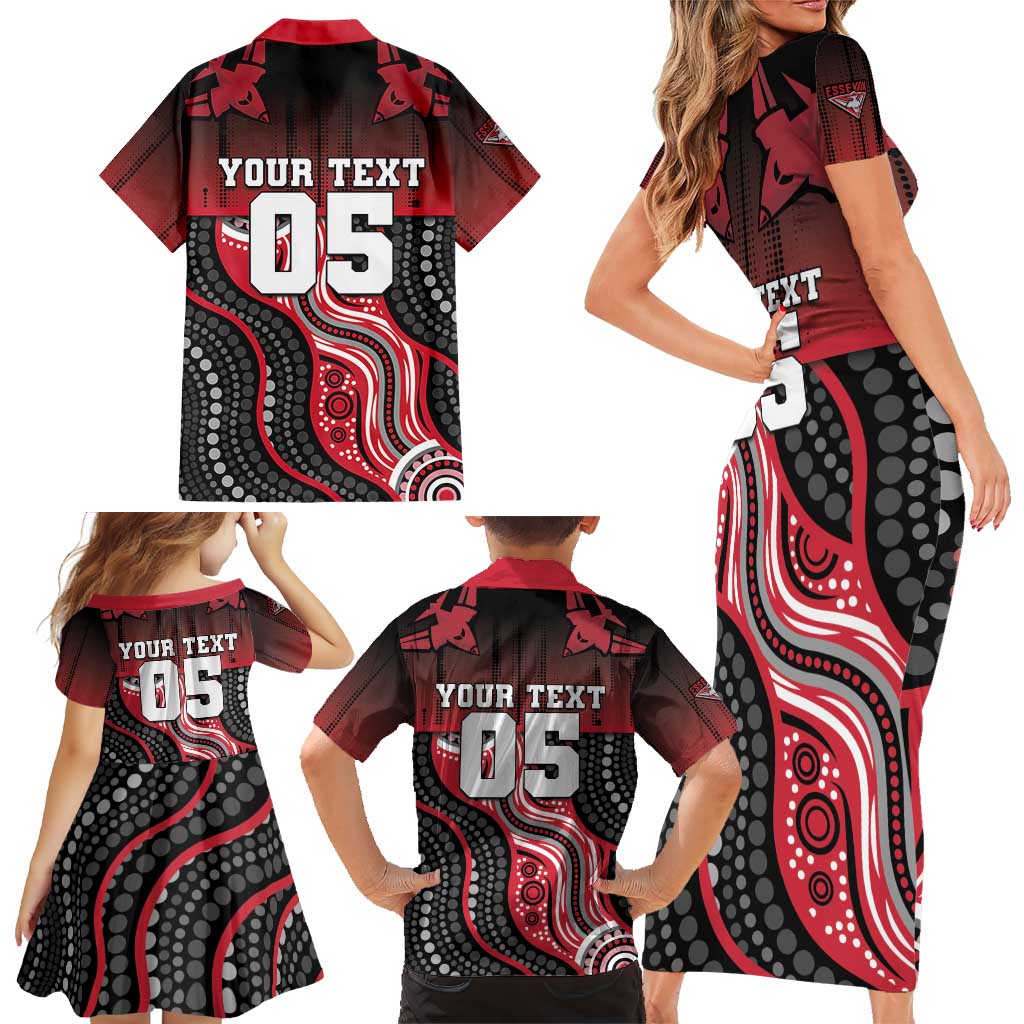 Custom Essendon Go Bombers Family Matching Short Sleeve Bodycon Dress and Hawaiian Shirt Don The Sash