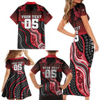 Custom Essendon Go Bombers Family Matching Short Sleeve Bodycon Dress and Hawaiian Shirt Don The Sash