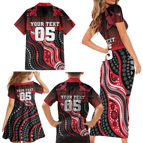 Custom Essendon Go Bombers Family Matching Short Sleeve Bodycon Dress and Hawaiian Shirt Don The Sash