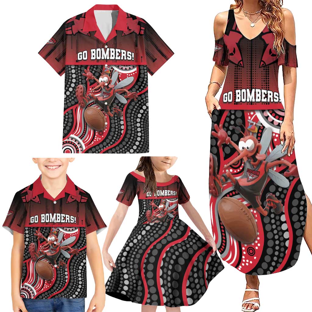 Custom Essendon Go Bombers Family Matching Summer Maxi Dress and Hawaiian Shirt Don The Sash