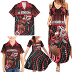 Custom Essendon Go Bombers Family Matching Summer Maxi Dress and Hawaiian Shirt Don The Sash