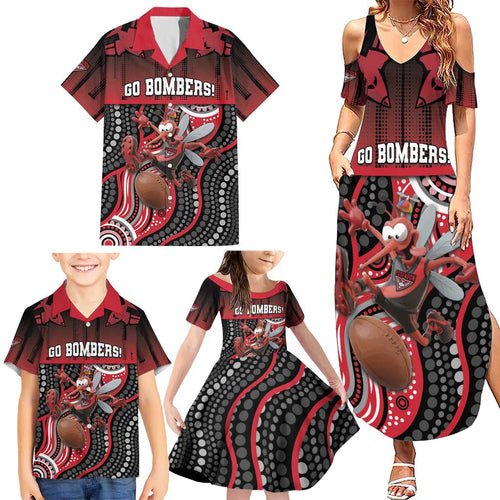 Custom Essendon Go Bombers Family Matching Summer Maxi Dress and Hawaiian Shirt Don The Sash