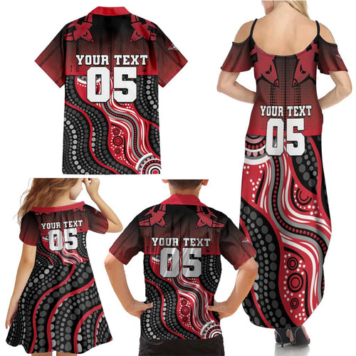 Custom Essendon Go Bombers Family Matching Summer Maxi Dress and Hawaiian Shirt Don The Sash