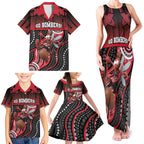 Custom Essendon Go Bombers Family Matching Tank Maxi Dress and Hawaiian Shirt Don The Sash