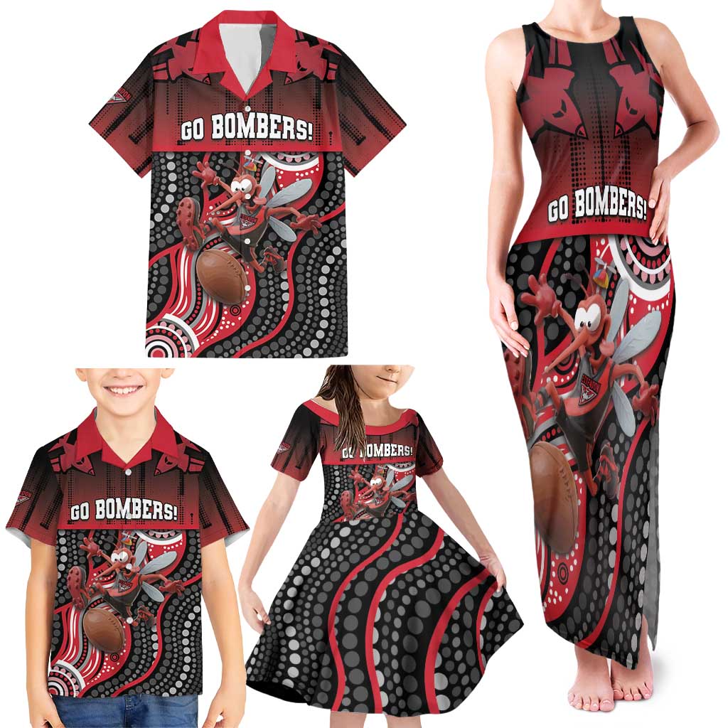 Custom Essendon Go Bombers Family Matching Tank Maxi Dress and Hawaiian Shirt Don The Sash