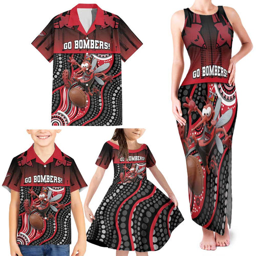 Custom Essendon Go Bombers Family Matching Tank Maxi Dress and Hawaiian Shirt Don The Sash