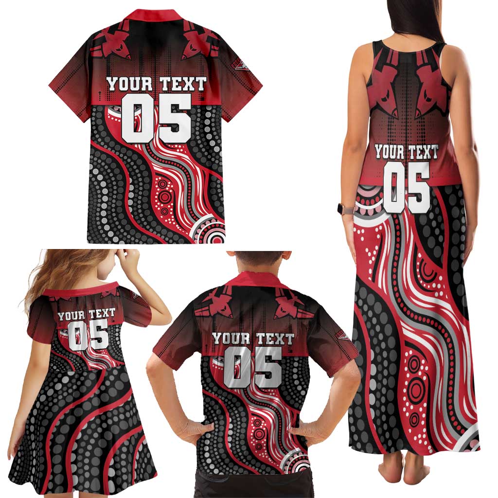 Custom Essendon Go Bombers Family Matching Tank Maxi Dress and Hawaiian Shirt Don The Sash