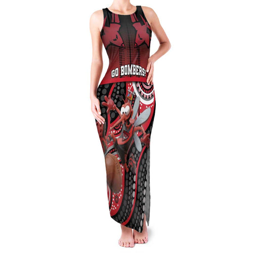 Custom Essendon Go Bombers Family Matching Tank Maxi Dress and Hawaiian Shirt Don The Sash