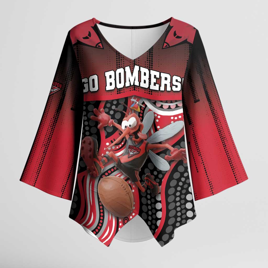 Custom Essendon Go Bombers Kimono Sleeve Blouse Don The Sash