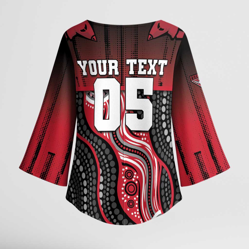 Custom Essendon Go Bombers Kimono Sleeve Blouse Don The Sash