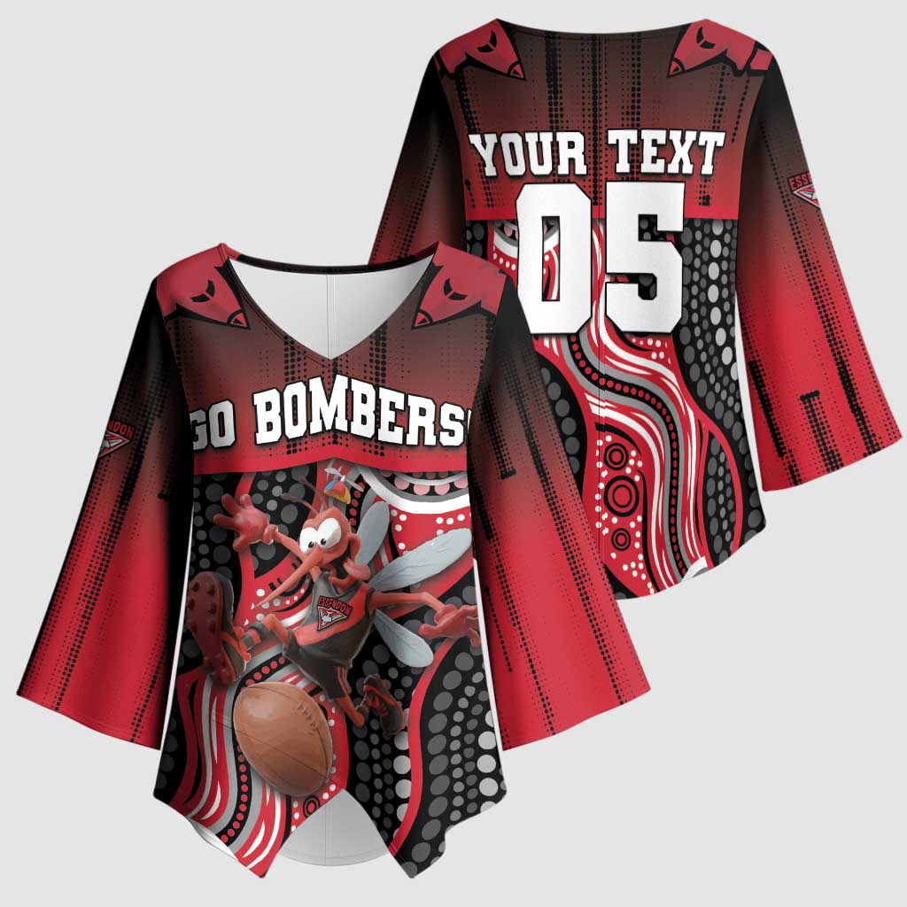 Custom Essendon Go Bombers Kimono Sleeve Blouse Don The Sash