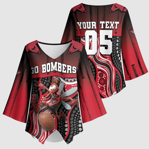 Custom Essendon Go Bombers Kimono Sleeve Blouse Don The Sash
