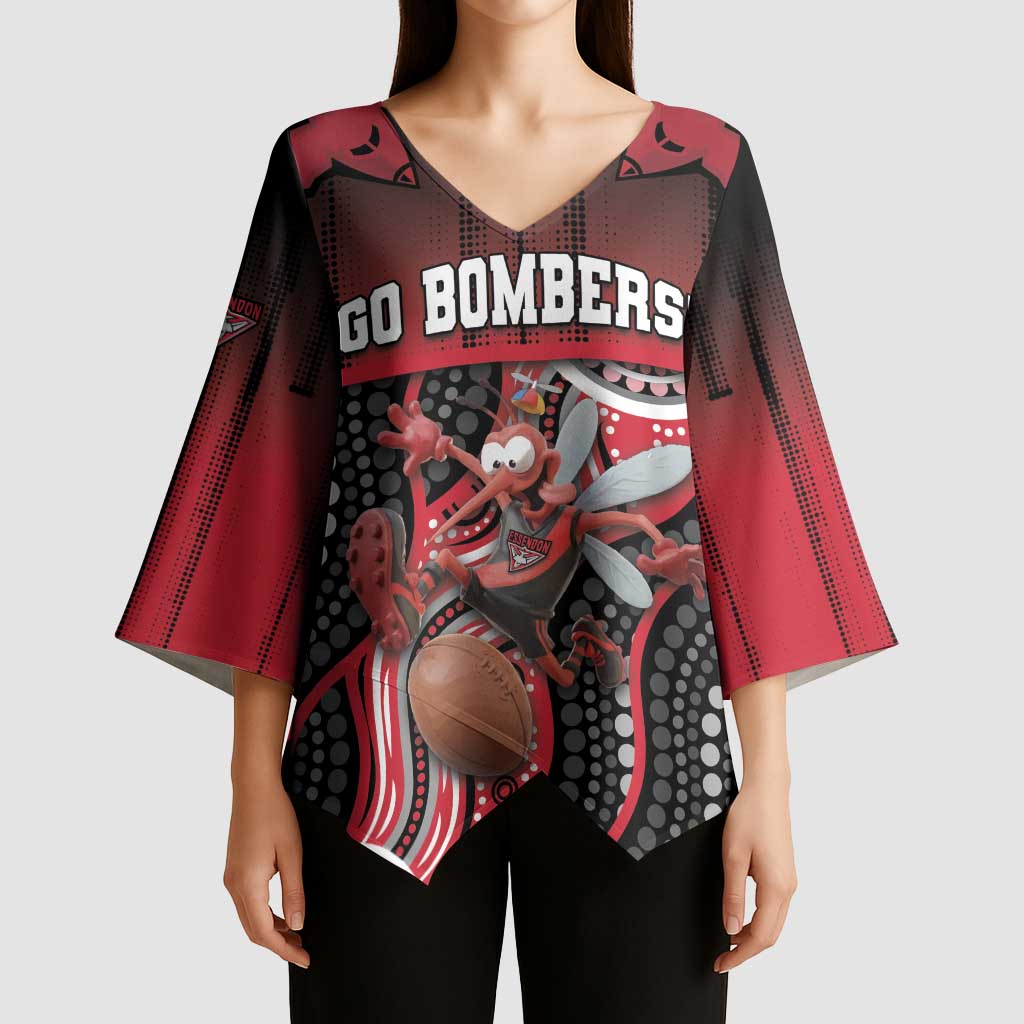 Custom Essendon Go Bombers Kimono Sleeve Blouse Don The Sash