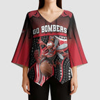 Custom Essendon Go Bombers Kimono Sleeve Blouse Don The Sash