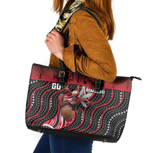 Essendon Go Bombers Leather Tote Bag Don The Sash