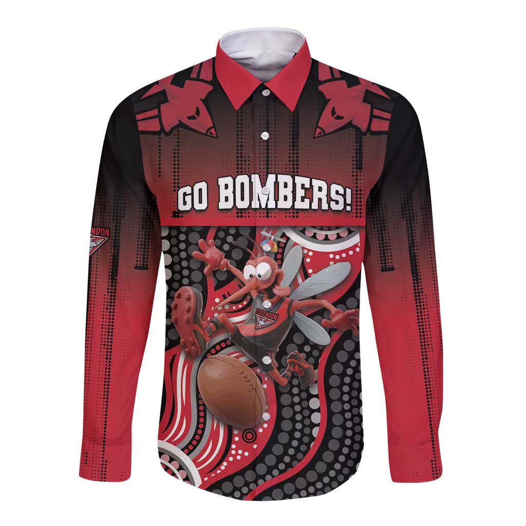 Custom Essendon Go Bombers Long Sleeve Button Shirt Don The Sash