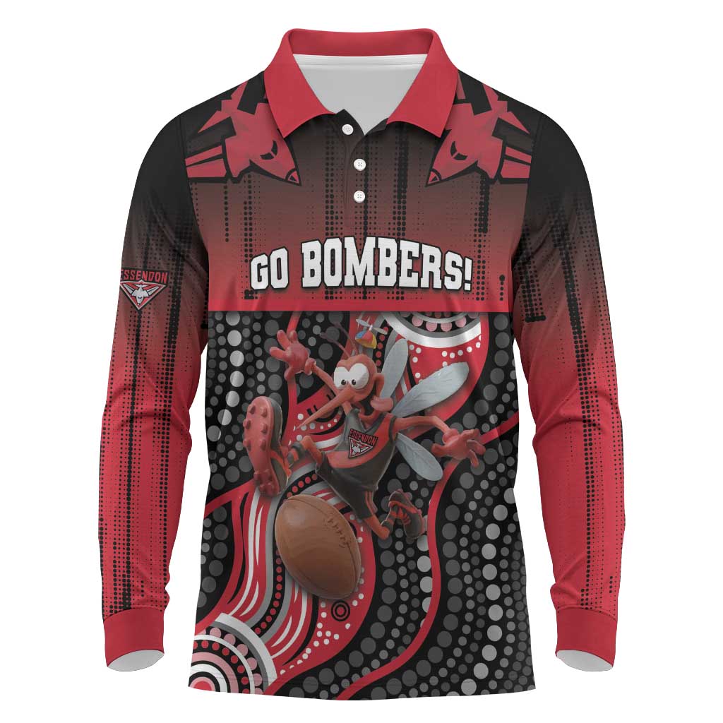Custom Essendon Go Bombers Long Sleeve Polo Shirt Don The Sash
