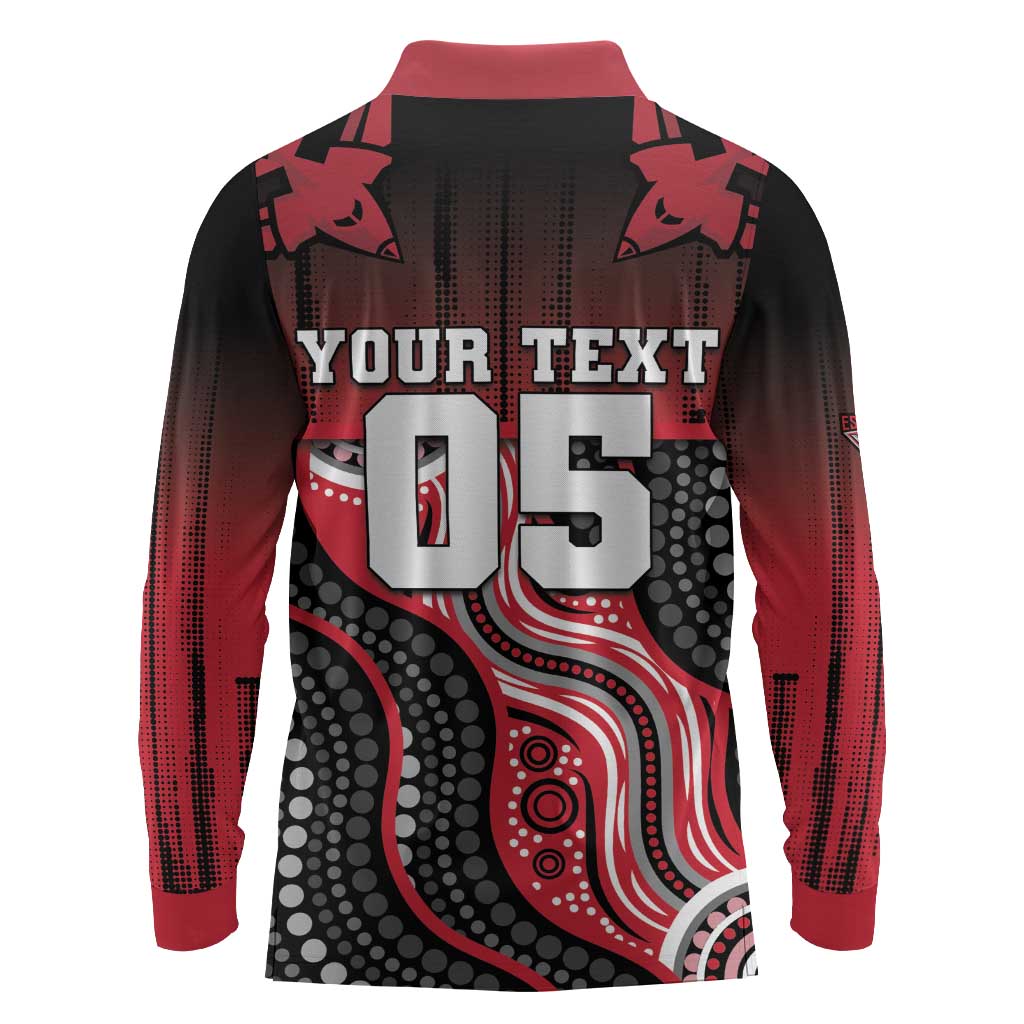 Custom Essendon Go Bombers Long Sleeve Polo Shirt Don The Sash