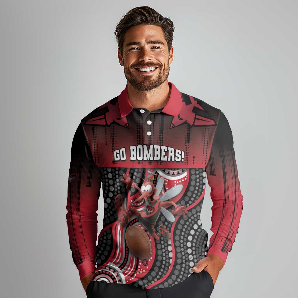 Custom Essendon Go Bombers Long Sleeve Polo Shirt Don The Sash