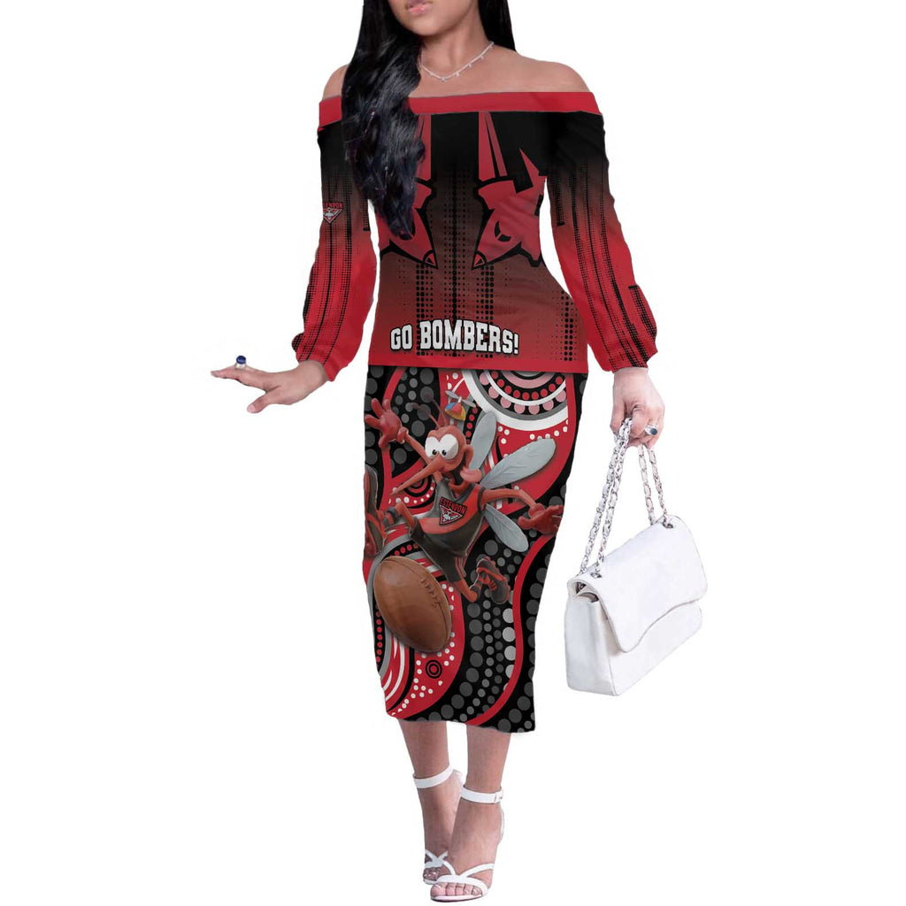 Custom Essendon Go Bombers Off The Shoulder Long Sleeve Dress Don The Sash