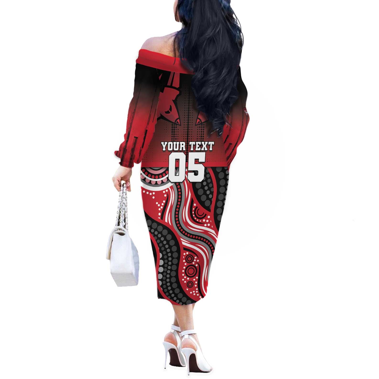 Custom Essendon Go Bombers Off The Shoulder Long Sleeve Dress Don The Sash