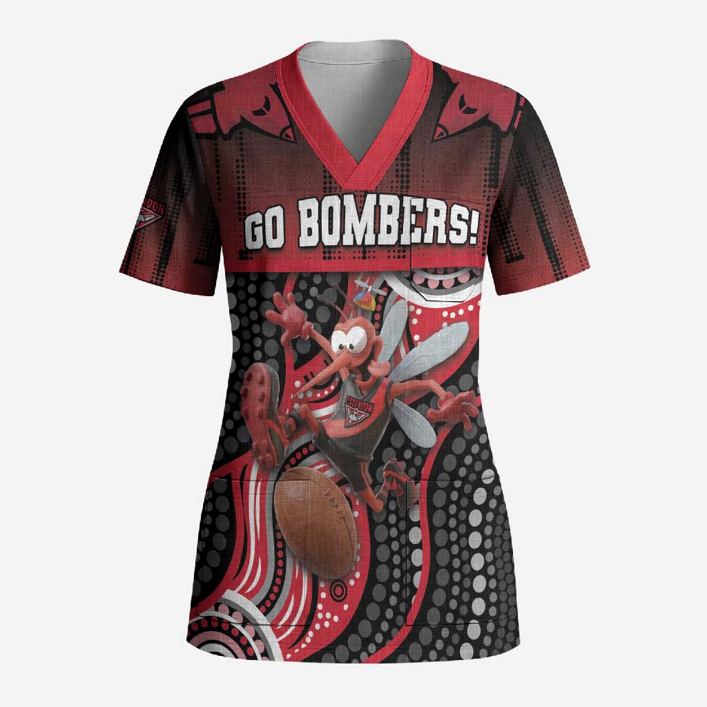 Custom Essendon Go Bombers Scrub Top Don The Sash