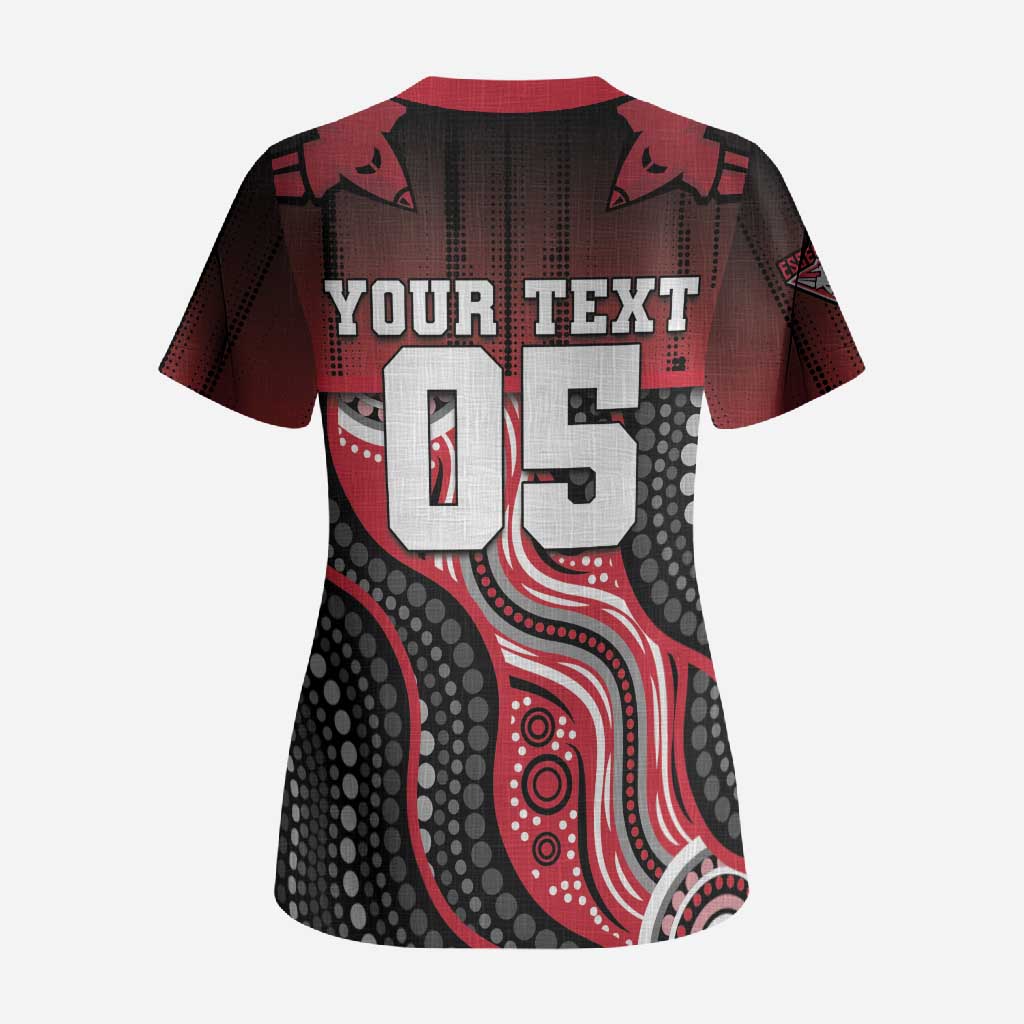 Custom Essendon Go Bombers Scrub Top Don The Sash