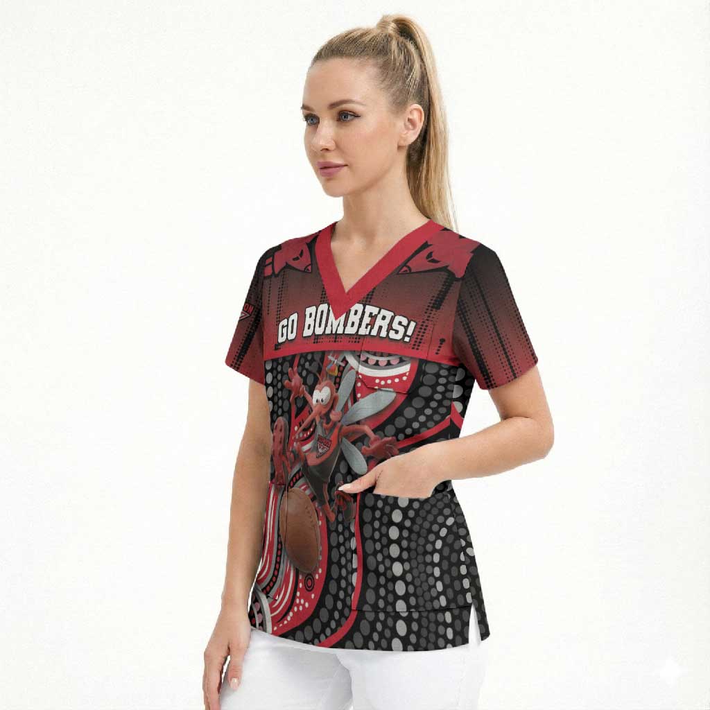 Custom Essendon Go Bombers Scrub Top Don The Sash