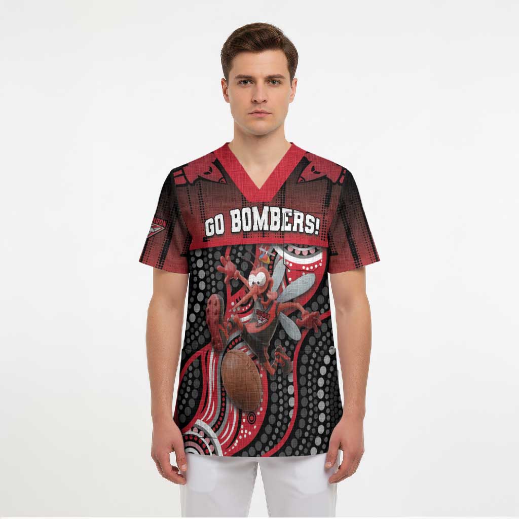 Custom Essendon Go Bombers Scrub Top Don The Sash