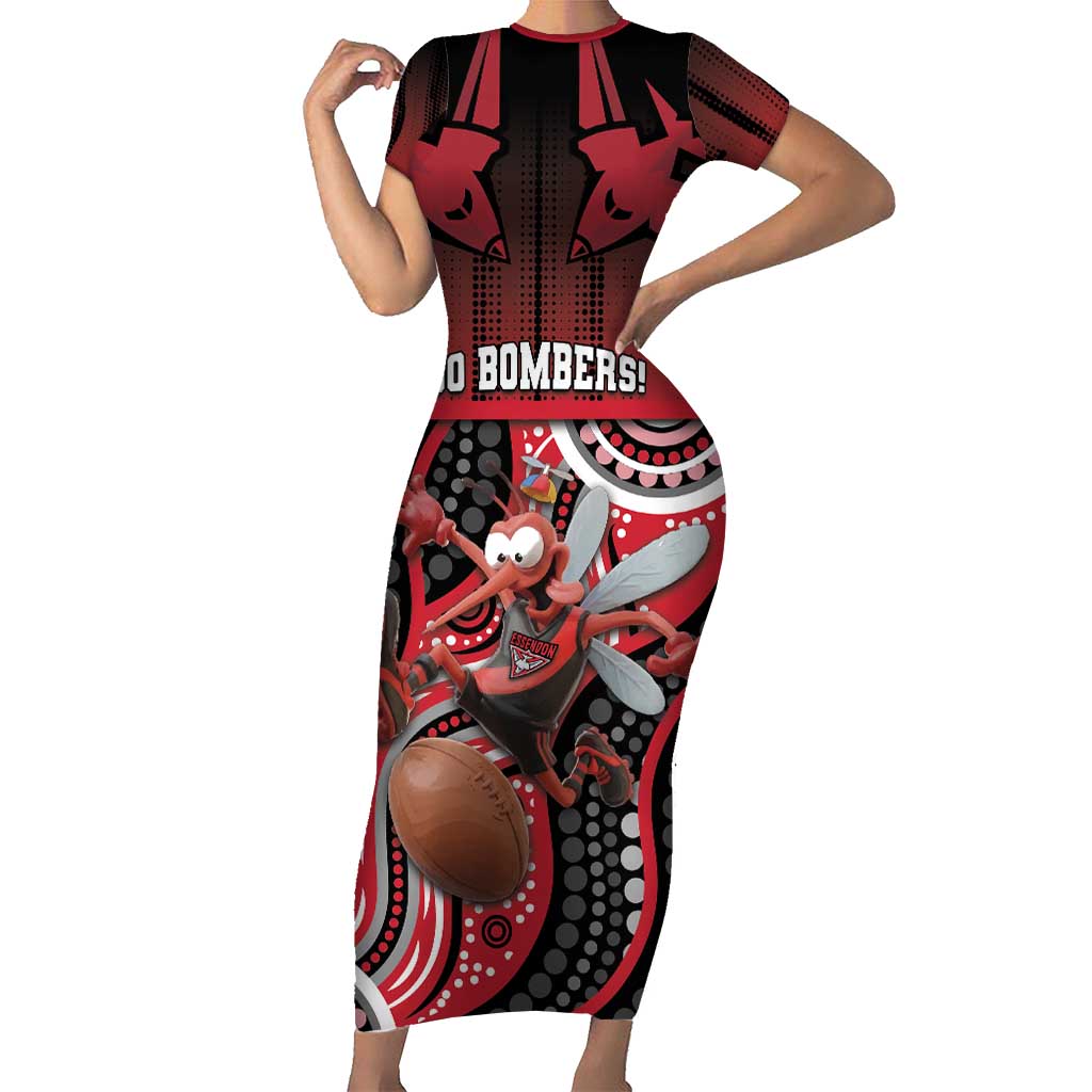 Custom Essendon Go Bombers Short Sleeve Bodycon Dress Don The Sash