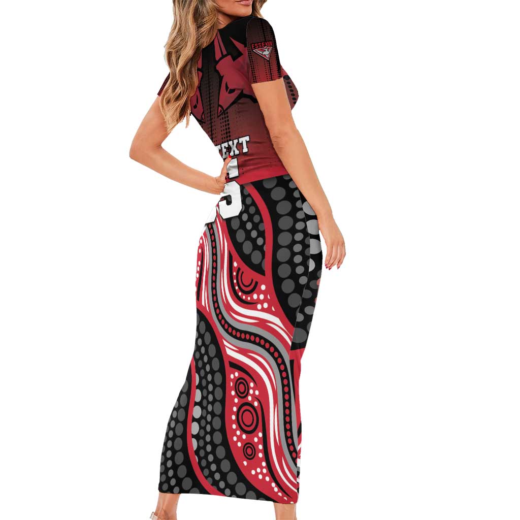 Custom Essendon Go Bombers Short Sleeve Bodycon Dress Don The Sash