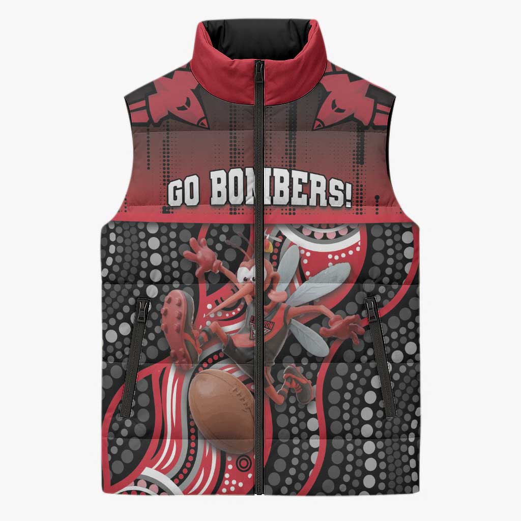 Custom Essendon Go Bombers Sleeveless Puffer Jacket Don The Sash