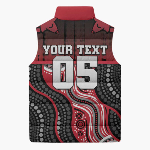 Custom Essendon Go Bombers Sleeveless Puffer Jacket Don The Sash