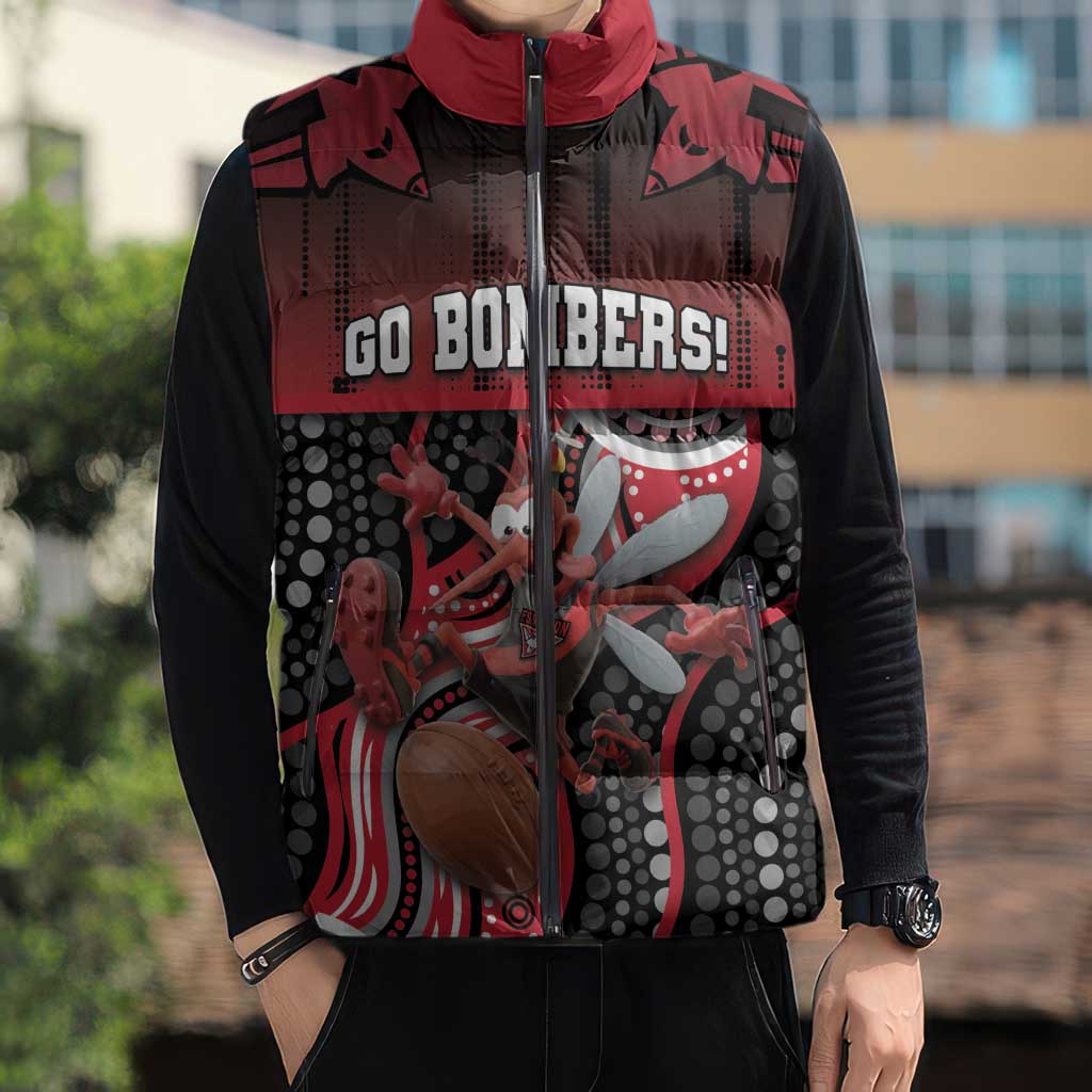 Custom Essendon Go Bombers Sleeveless Puffer Jacket Don The Sash