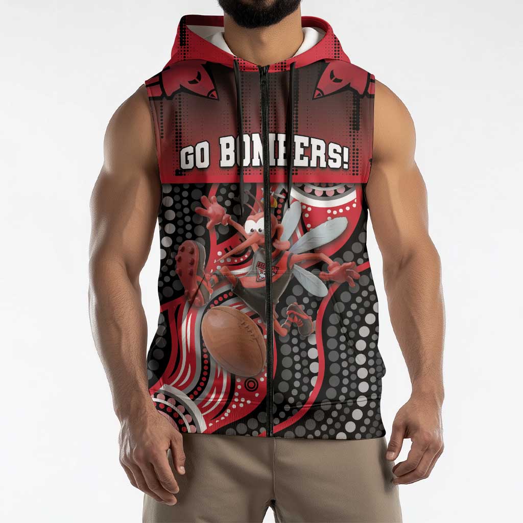 Custom Essendon Go Bombers Sleeveless Zip Hoodie Don The Sash