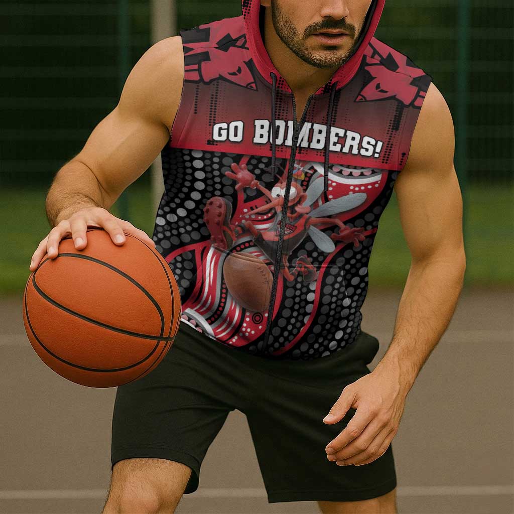 Custom Essendon Go Bombers Sleeveless Zip Hoodie Don The Sash