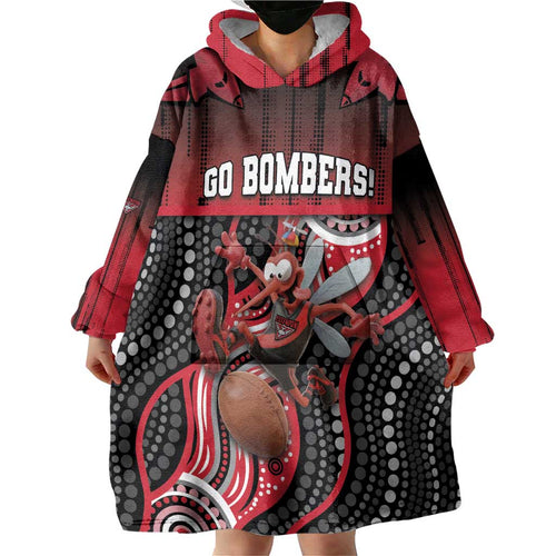 Custom Essendon Go Bombers Wearable Blanket Hoodie Don The Sash