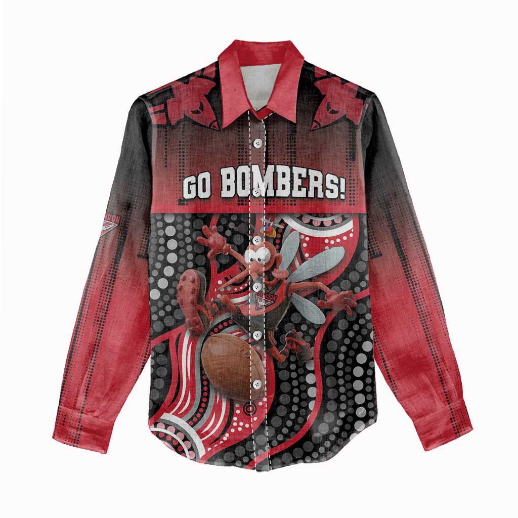 Custom Essendon Go Bombers Women Casual Shirt Don The Sash