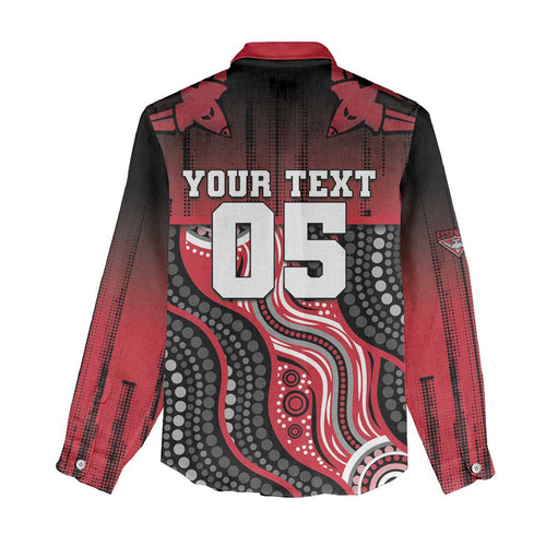 Custom Essendon Go Bombers Women Casual Shirt Don The Sash