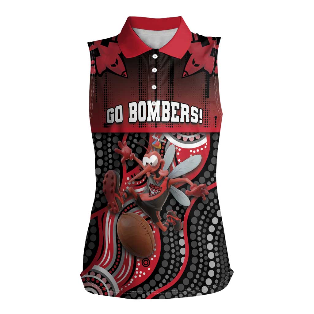 Custom Essendon Go Bombers Women Sleeveless Polo Shirt Don The Sash