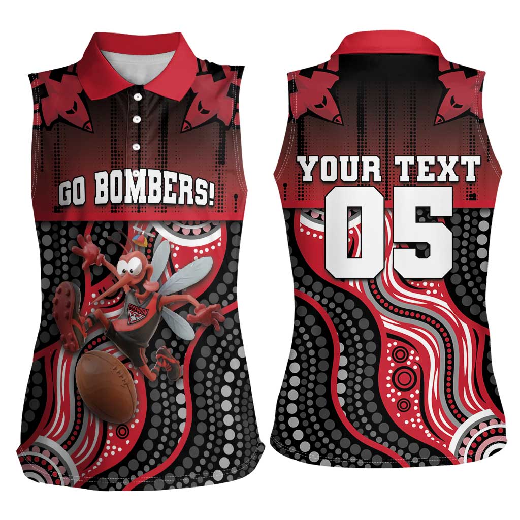 Custom Essendon Go Bombers Women Sleeveless Polo Shirt Don The Sash