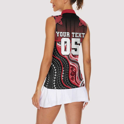 Custom Essendon Go Bombers Women Sleeveless Polo Shirt Don The Sash