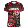 Custom Essendon Go Bombers Women V-Neck T-Shirt Don The Sash