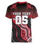 Custom Essendon Go Bombers Women V-Neck T-Shirt Don The Sash