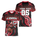 Custom Essendon Go Bombers Women V-Neck T-Shirt Don The Sash