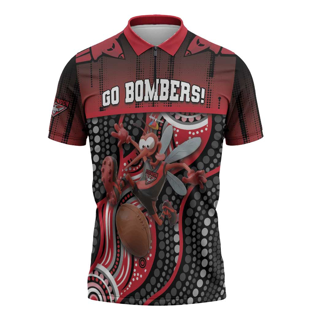 Custom Essendon Go Bombers Zipper Polo Shirt Don The Sash